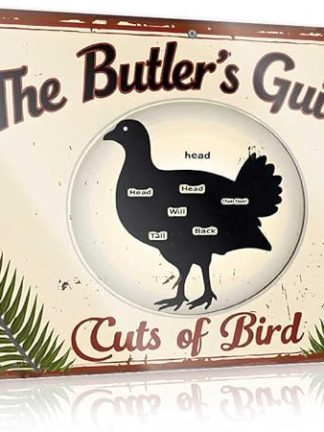 Вывеска Little Man Cave Руководство дворецкого по разделке птицы, винтажная жестяная вывеска, забавная металлическая вывеска, пивная вывеска, 30 x 40 см.