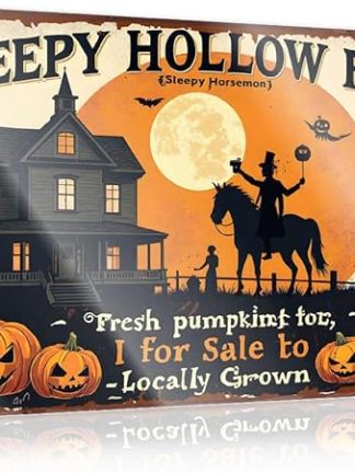Металлическая вывеска для бара FZFN, декор, ферма Sleeping Hollow, продажа свежесобранных тыкв! Жестяная вывеска, забавная вывеска для пива, бар, мужская комната, декор (20 x 30 см)