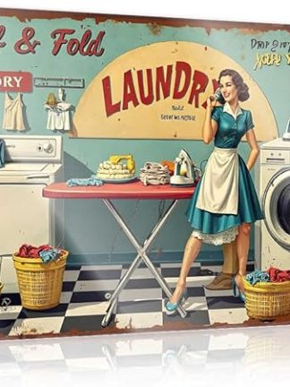 Металлическая вывеска для бара FZFN, декоративная, винтажная, для прачечной, сцена с женщиной, наклеиваемая утюгом жестяная вывеска, забавная вывеска для пива, для бара, мужской комнаты, декоративная (30 x 40 см)