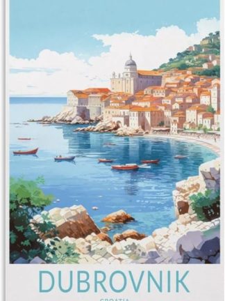 Винтажная металлическая жестяная табличка EPXZNM «Плакат Дубровник, Хорватия», забавные пивные вывески, металлическая настенная вывеска, ретро для мужской комнаты, дома, винтажный декор, 30 x 30 см