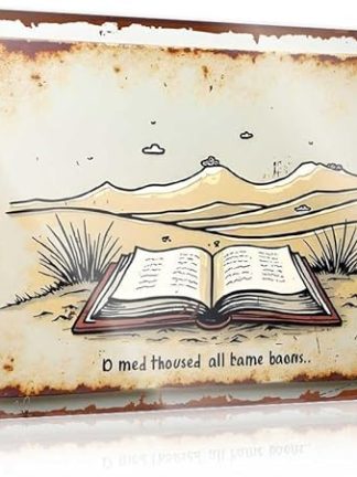 Металлическая вывеска для бара FZFN, декоративная, с изображением открытой книги посреди спокойного пейзажа с горами на заднем плане, забавная вывеска для пива, бар, мужская комната, украшение (30 x 40 см)