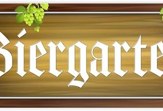 Металлическая вывеска для пивного сада с имитацией дерева и мотивами хмеля. Пиво: пшеничное, пильзнер, хрусталь.