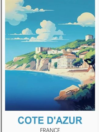 Винтажная металлическая вывеска «Лазурный берег, Франция» – Забавная вывеска для пива – Ретро металлическая настенная табличка для мужской комнаты – Винтажное украшение – 20 x 30 см