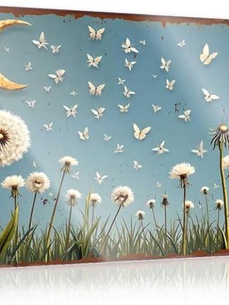 Металлические пивные таблички FZFN в винтажном стиле: «Мечтательные одуванчиковые поля под полумесяцем», жестяная табличка для спальни, двери, забавные таблички для комнат (30 x 40 см)