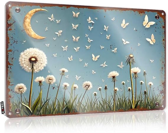 Металлические пивные таблички FZFN в винтажном стиле: «Мечтательные одуванчиковые поля под полумесяцем», жестяная табличка для спальни, двери, забавные таблички для комнат (30 x 40 см)