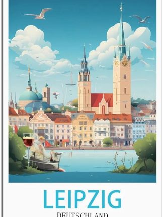 Винтажная металлическая вывеска «Лейпциг, Германия» – Забавная вывеска для пива – Ретро металлическая настенная вывеска для мужской комнаты – Винтажное украшение – 20 x 30 см