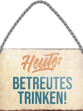 schilderkreis24 Жестяная табличка с забавной надписью о пиве «Сегодня: употребление алкоголя под присмотром!» Декоративная табличка для кухни, барной стойки, пивного сада, столика для завсегдатаев, юмористический подарок на день рождения или Рождество. 18 x 12 см