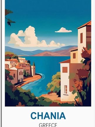 Винтажная металлическая вывеска «Ханья, Греция» – Забавная вывеска для пива – Ретро металлическая настенная табличка для мужской комнаты – Винтажное украшение – 30 x 30 см