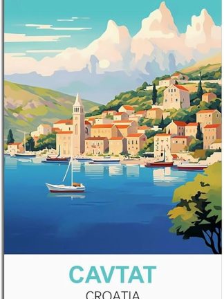 Винтажная металлическая вывеска Cavatat, Croatia – Забавная вывеска для пива – Ретро металлическая настенная вывеска для мужской комнаты – Винтажное украшение – 20 x 30 см