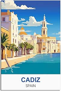 Винтажная металлическая вывеска Cádiz Spain – Забавная вывеска для пива – Ретро металлическая настенная вывеска – Идеально подходит для мужской комнаты – Винтажное украшение – 30 x 30 см