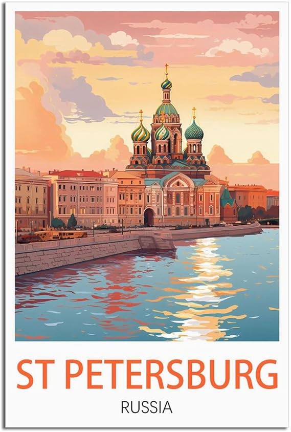 Винтажная металлическая вывеска «Санкт-Петербург, Россия» – Забавная вывеска для пива – Ретро металлическая настенная вывеска, идеально подходит для мужской комнаты или в качестве винтажного украшения – 30 x 40 см