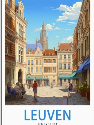 Винтажная металлическая вывеска «Лёвен, Бельгия» – Забавная вывеска для пива – Ретро металлическая настенная вывеска для мужской комнаты – Винтажное украшение – 30 x 30 см