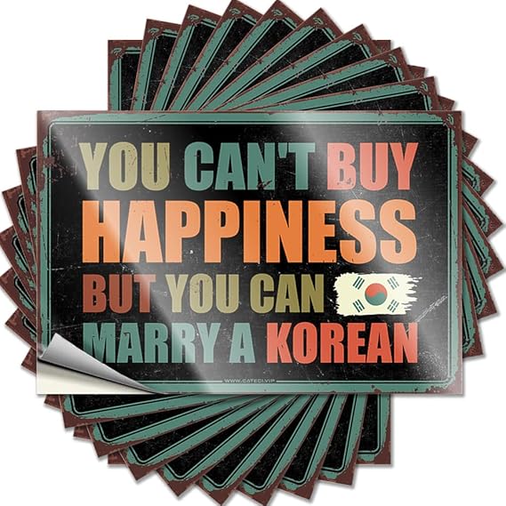 Забавные наклейки на машину Счастье не купишь, но можно жениться на кореянке, забавные наклейки на машину, пивные таблички для мужской комнаты, 12 x 18 см, 10 штук