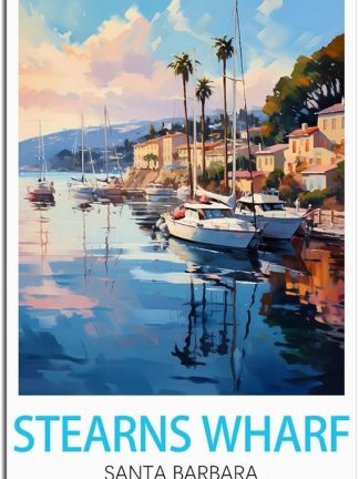 Винтажная металлическая вывеска Stearns Wharf Santa Barbara – Забавная вывеска для пива – Ретро металлическая настенная вывеска для мужской комнаты – Винтажное украшение – 20 x 30 см