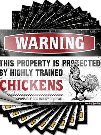 Забавные наклейки на машину с надписью Внимание! Эта территория охраняется дрессированной курицей, 10 штук, забавные наклейки на машину, пивные таблички для мужской комнаты (12 x 18 см)