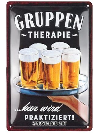 Ретро-жестяная табличка в стиле «Ностальгическое искусство», 20 x 30 см, «Групповая терапия» — «Пиво» — Идея подарка для любителей пива, Изготовлена ​​из металла, Винтажный дизайн с надписью, Жестяные таблички с надписями, Декор для любителей пива