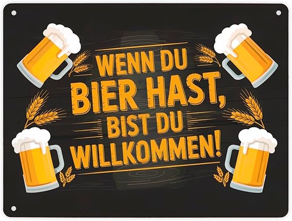 Металлическая табличка с изображением пивных кружек, размер XL (21 x 28 см). Забавная табличка с надписью «Пивная кружка». Идеальный подарок для домашнего бара.
