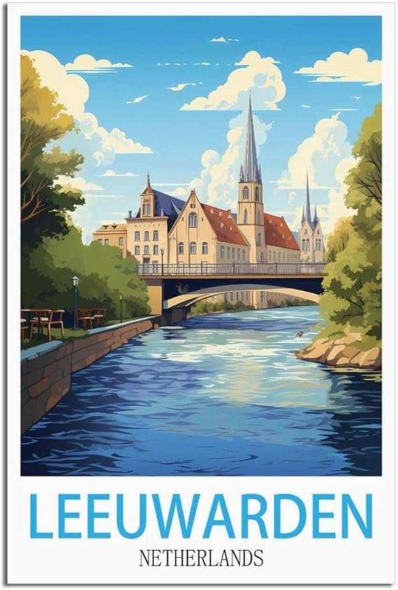 Винтажная металлическая вывеска «Леуварден, Нидерланды» – Забавная вывеска для пива – Ретро металлическая настенная табличка для мужской комнаты – Винтажное украшение – 30 x 30 см