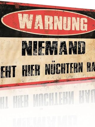«ВНИМАНИЕ! НИКТО НЕ УХОДИТ ОТСЮДА ТРЕЗВЫМ!» Забавная винтажная металлическая жестяная табличка для паба или бара, ретро-табличка для мужской комнаты, подарки, алюминиевая жестяная табличка 8 x 12 дюймов (25124)