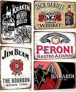Набор из 5 ретро-жестяных табличек, металлические таблички, пивные вывески для бара, паба, клуба, прилавков, банкетного зала, украшения стен, рекламная вывеска, подарок, 20 x 30 см (набор C)