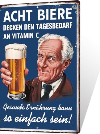 Забавная пивная вывеска Putuo Decor, металлический постер «Восемь сортов пива, витамин С», ретро-жестяная вывеска для бара, паба, домашнего бара, настенное украшение, 30 x 20 см.