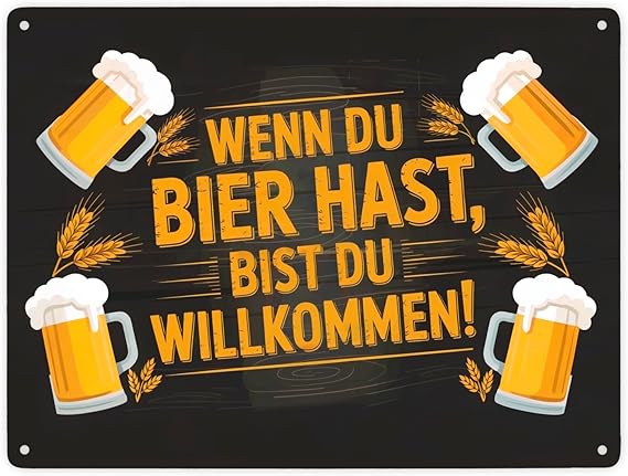 Металлическая табличка с изображением пивных кружек, размер XXL (28 x 38 см). Забавная табличка с надписью «Пивная кружка». Идеальный подарок для домашнего бара.