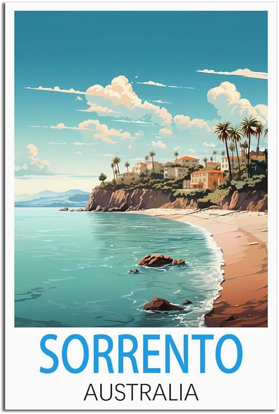 Винтажная металлическая вывеска «Сорренто, Австралия» – Забавная вывеска для пива – Ретро металлическая настенная табличка для мужской комнаты – Винтажное украшение – 30 x 40 см
