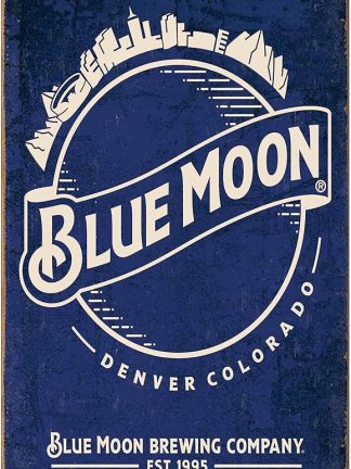 Металлическая вывеска для кофейни Blue Moon в Денвере, штат Колорадо, винтажная вывеска, для кофейни, украшение стены, художественный постер, пивные вывески для мужской комнаты, 20,3 x 30,5 см.
