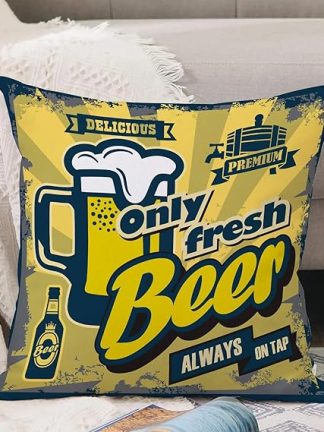 Наволочка 50x50 см, декоративная подушка, полиэстер, для диванной подушки, чехол для подушки, для дивана, спальни, гостиной, уличной подушки, векторная цветная винтажная пивная вывеска или P