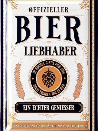 Ретро жестяная табличка «Пиво» – Официальный подарок для любителя пива – Забавная табличка в качестве подарка, украшение для вечеринки, паба или бара – Винтажная металлическая табличка с золотым лаком, 20 x 30 см