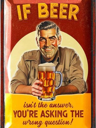 Металлическая табличка в стиле ретро «Пиво — это ответ» — подарок для любителя пива, забавная табличка с надписью, 20 x 30 см.