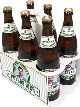 Упаковка из шести бутылок пива + этикетки с фотографией и текстом + набор наклеек с фотографией и текстом на выбор (зеленый)