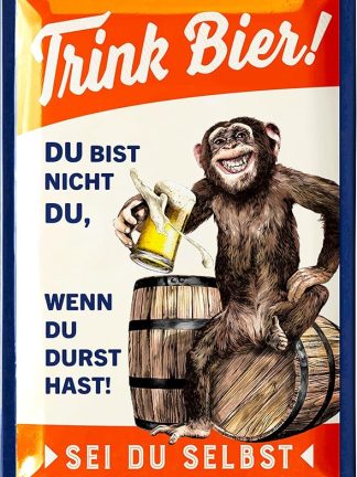 Ретро жестяная табличка «Пиво — пей пиво, будь собой» — забавная надпись в подарок мужчинам и любителям пива — украшение для вечеринки, паба или бара, 20 x 30 см.