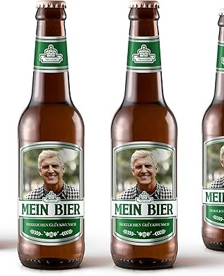 Персонализированные этикетки для пивных бутылок с фотографией и текстом, набор из 6 штук. Тема: Max (зеленый).