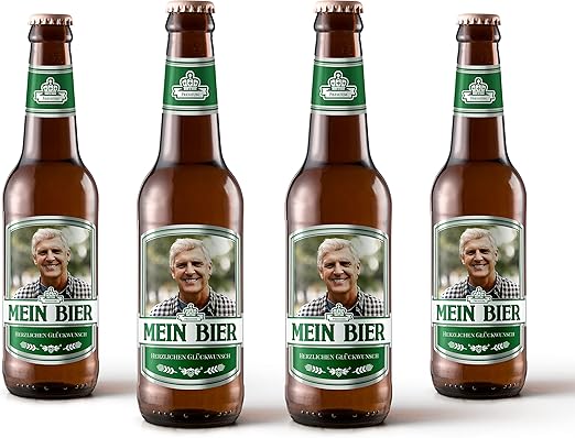 Персонализированные этикетки для пивных бутылок с фотографией и текстом, набор из 6 штук. Тема: Max (зеленый).