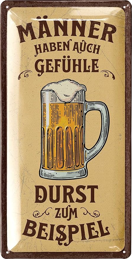 Ретро жестяная табличка «Пиво, у мужчин есть чувства» – забавные надписи, украшение для бара, вечеринки, паба – идея подарка папе на День отца, 16 x 32 см