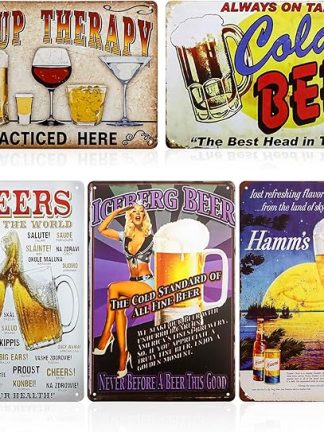 Набор из 5 металлических табличек в винтажном стиле, аксессуары для бара, домашнего паба, жестяные таблички, настенные постеры, ретро-декор для стен, изделия из железа, аксессуары для паба, пивные таблички (30 x 20 см)