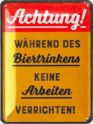 Ретро жестяная табличка: «ПОЖАЛУЙСТА, НЕ РАБОТАЙТЕ, ПЬЯ ПИВО» — табличка с правилами для мастерской, винтажная металлическая табличка для автомеханика 15 x 20 см.