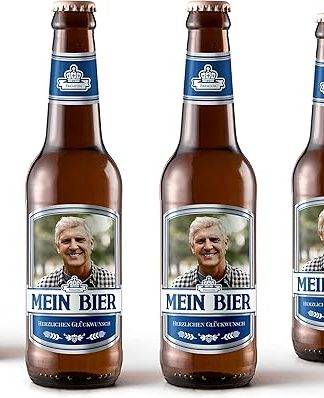 Персонализированные этикетки для пивных бутылок с фотографией и текстом, набор из 6 штук. Тема: Max (синий).