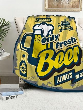 Уютное одеяло, пушистое одеяло, флисовое одеяло, векторная расцветка, винтажная пивная вывеска или буква P, одеяло для гостиной, теплое зимнее мягкое одеяло, одеяло для дивана, уютные одеяла для гостиной 150 x 200 см, плед для дивана