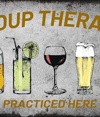 Металлическая жестяная вывеска для бара, украшения патио, заднего двора, бара, групповой терапии, забавные вывески для домашнего бара, паба, мужской комнаты, двора, декора и украшения для улицы.