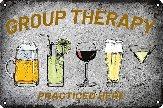 Металлическая жестяная вывеска для бара, украшения патио, заднего двора, бара, групповой терапии, забавные вывески для домашнего бара, паба, мужской комнаты, двора, декора и украшения для улицы.