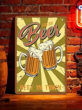 1 x Винтажная жестяная табличка с надписью «Лучшее пивное пиво в городе», настенное украшение из нержавеющего металла для паба с ретро-надписями, зеленая, для бара и мужской комнаты.