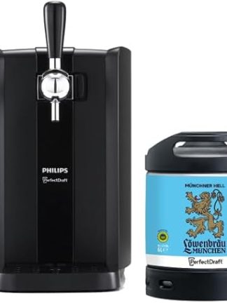 Набор для дегустации черного пива PerfectDraft, включающий кегу Löwenbräu объемом 6 л и домашний диспенсер Philips.