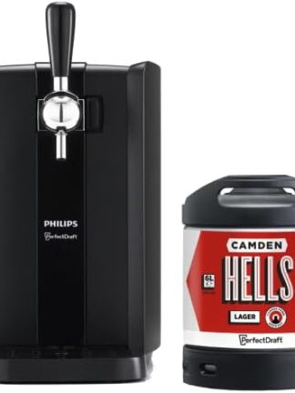 Набор для дегустации черного пива PerfectDraft, включающий кег Camden Hells объемом 6 л и домашний диспенсер Philips.