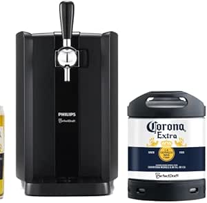 Набор для дегустации черного пива PerfectDraft, включающий кег Corona объемом 6 л и домашний диспенсер Philips.