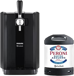 Набор пива PerfectDraft Black, включающий кег Peroni Nastro Azzurro объемом 6 л и домашний диспенсер Philips.