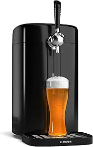 Пивоварня KLARSTEIN FrostBrew — домашний пивной кран с системой регулирования давления CO₂, совместимость с бочками объемом 5 л, термоэлектрическое охлаждение 3-12°C, светодиодный дисплей, съемный поддон для сбора капель, черный/серебристый.