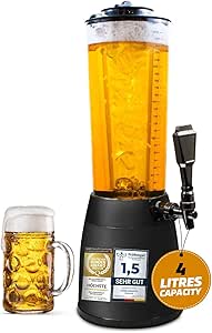 Диспенсер для напитков Beer-Tower XXL с краном, объемом 4 литра и охладителем для льда - пивная колонна от Bavaria (черный)