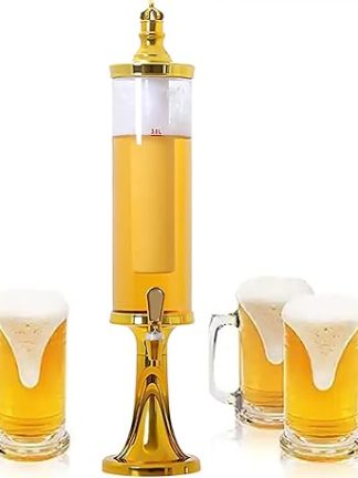 Диспенсер для напитков NGARY Clear Beverage Tower, 3 л, настольный, с подсветкой, для коктейлей Маргарита и Мимоза, краном и светодиодной подсветкой, трубкой для охлаждения напитков, для бара, вечеринки и просмотра спортивных матчей.